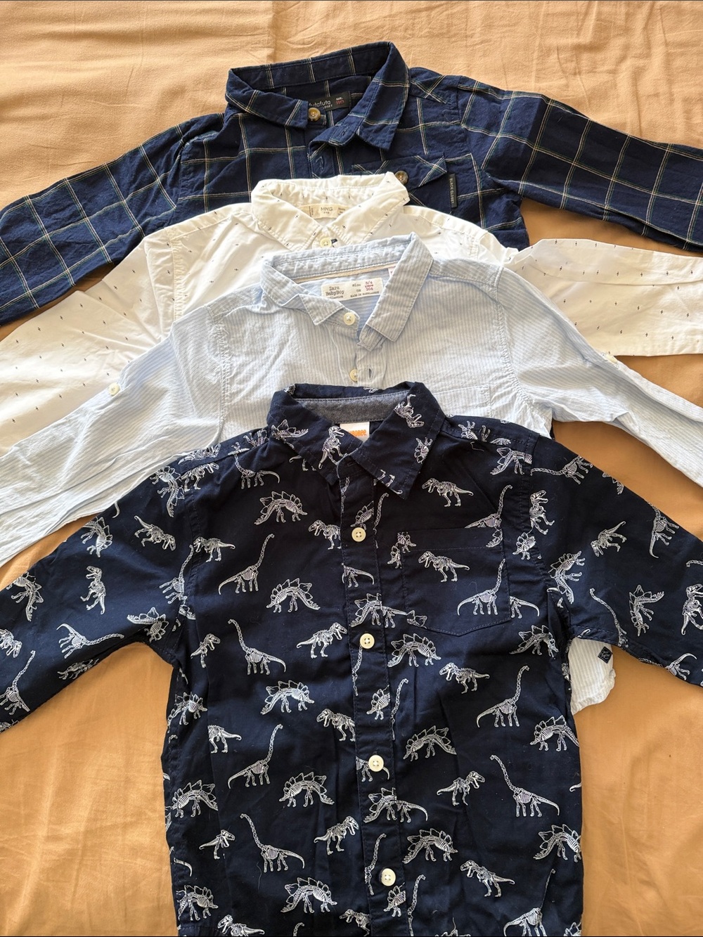 Zara Navy Dinosaur Print Button-Down Shirt for Kids